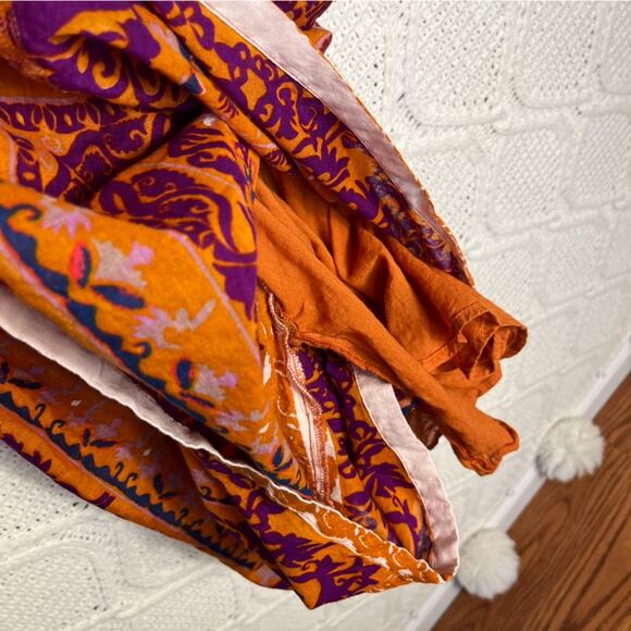 ECOTE | Orange Boho Halter Top Open Back Mini Dress - Picture 2 of 8